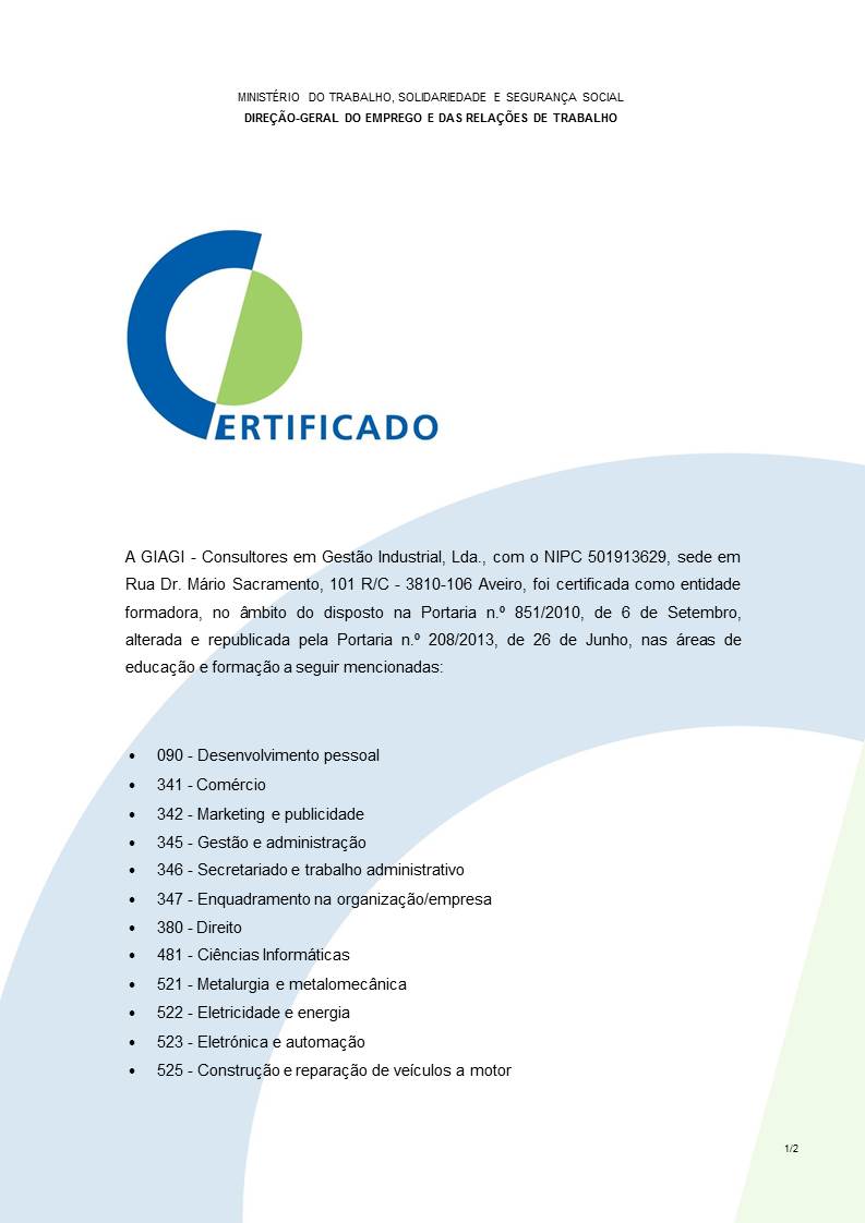 Certificação Entidade Formadora